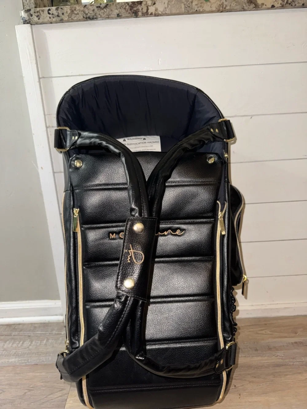 Mory June Obsidian Moses Basket Diaper Bag Black nwot